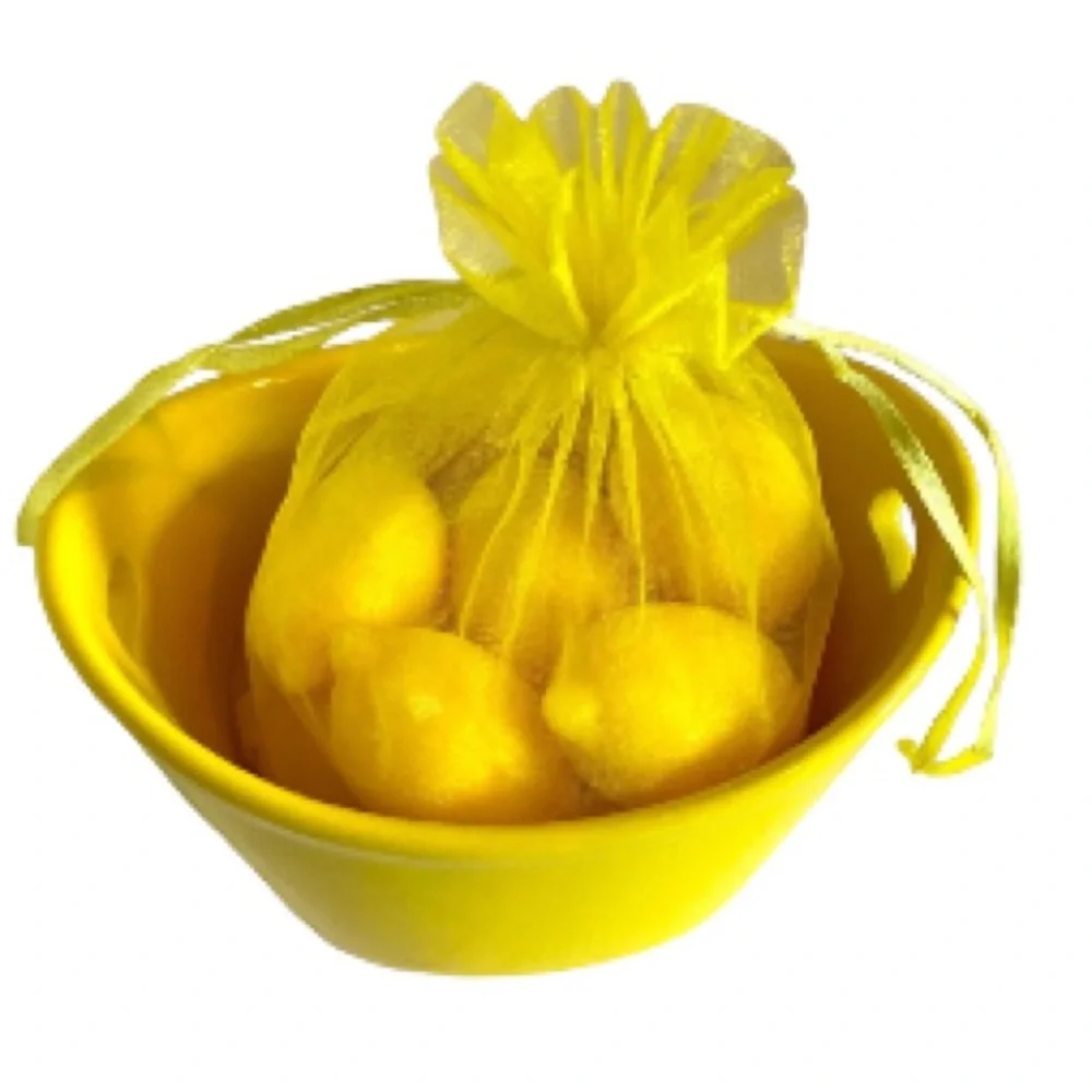 BOWL of LEMON Soaps for Bathroom or Kitchen Sink  GIFT SET